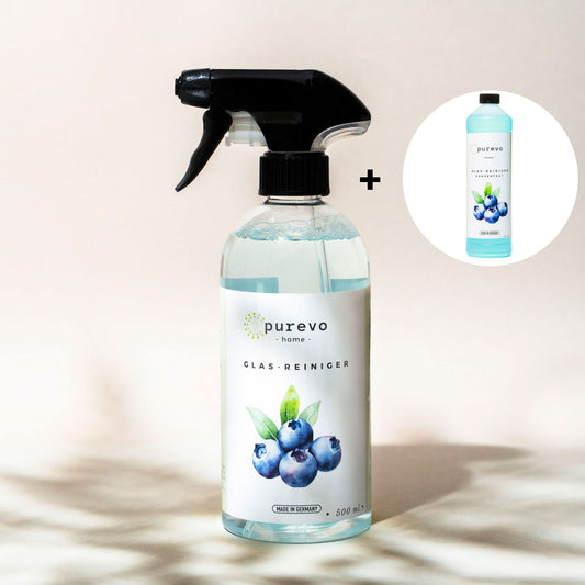 Glas-Reiniger und Konzentrat - Einzelset -  500ml & 1 Liter - purevo